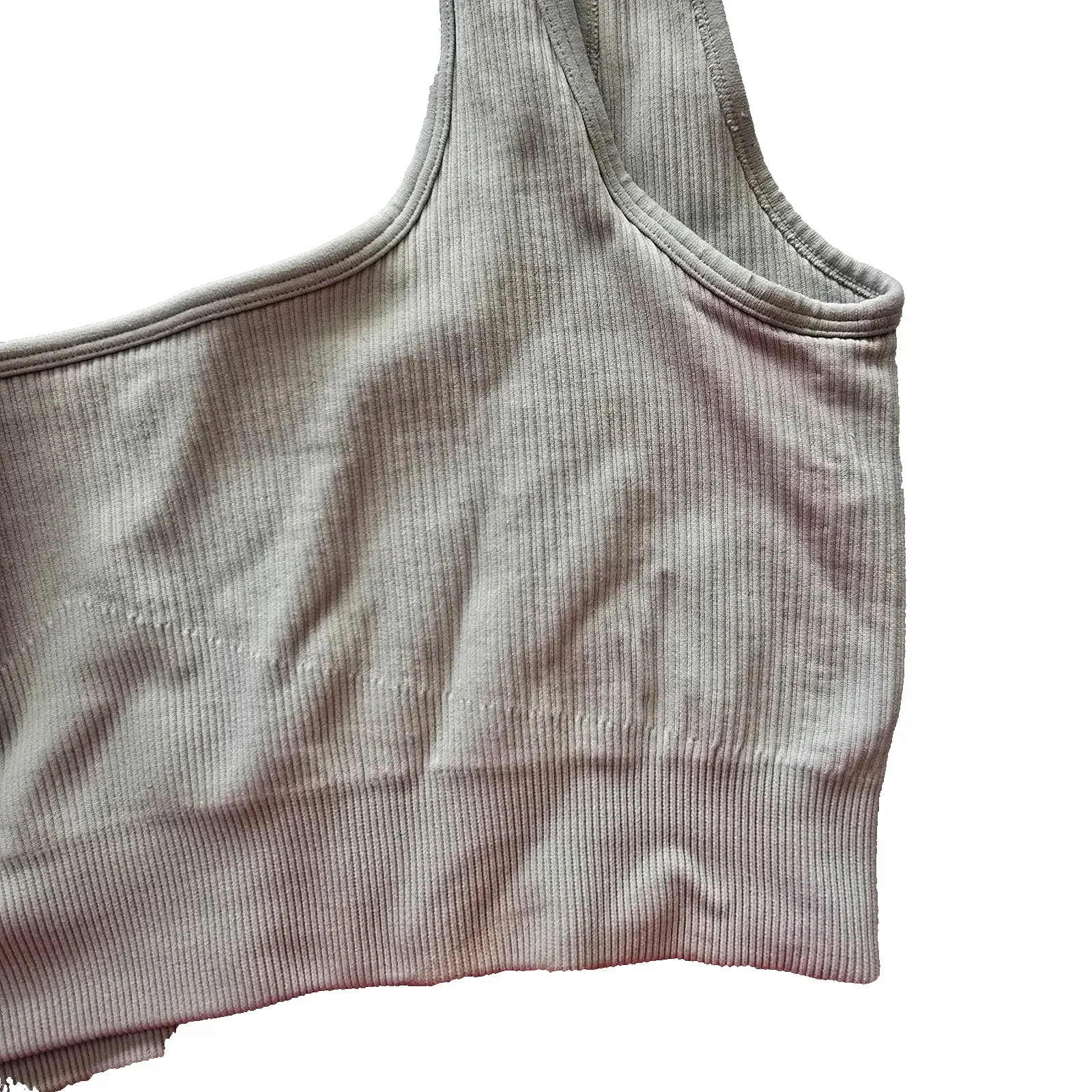 Ribbed Comfort Y2K Bra Top Wireless Pullover Stretch Sleep Active Gray Large - Image 6