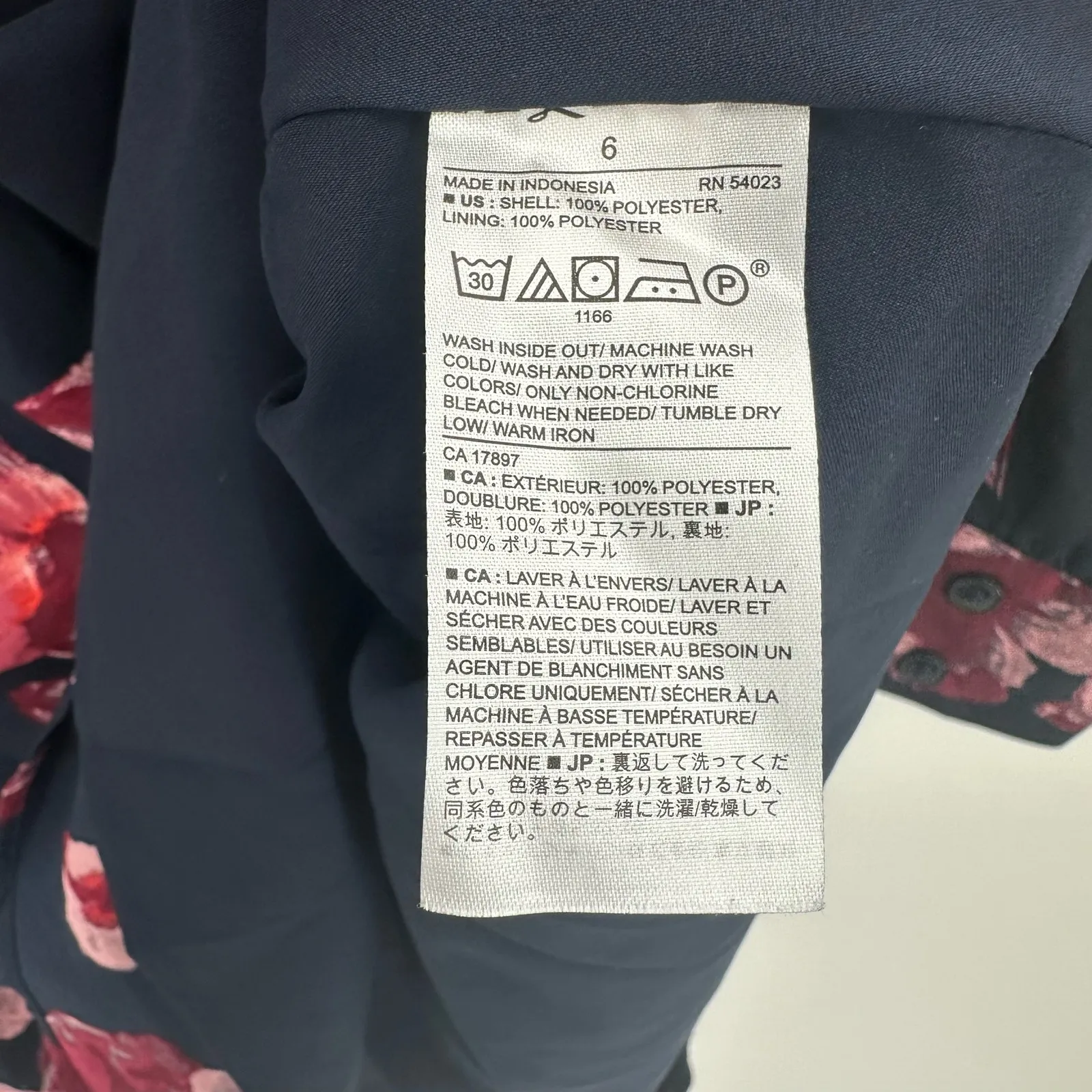 Banana Republic‎ Size 6 Dress Blue Red Floral High Neck Long Sleeve Fit & Flare - Image 6