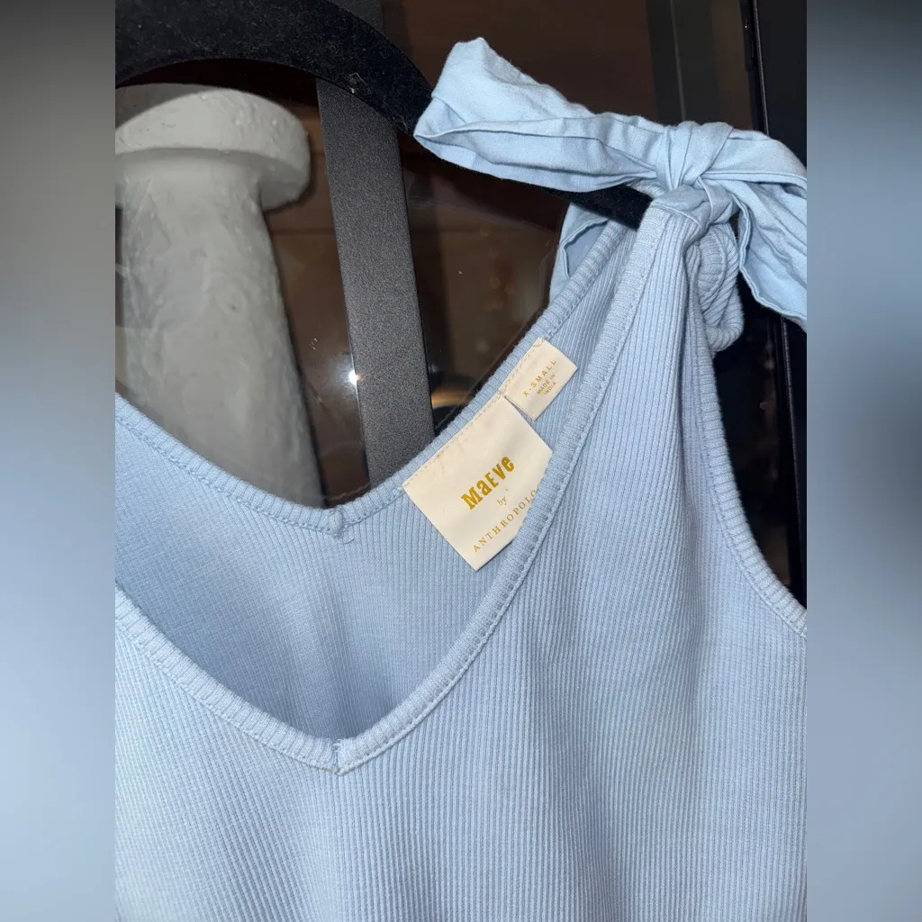 Maeve Bows tank top ribbed scoop vneck sleeveless blouse anthropologie pastel - Image 3