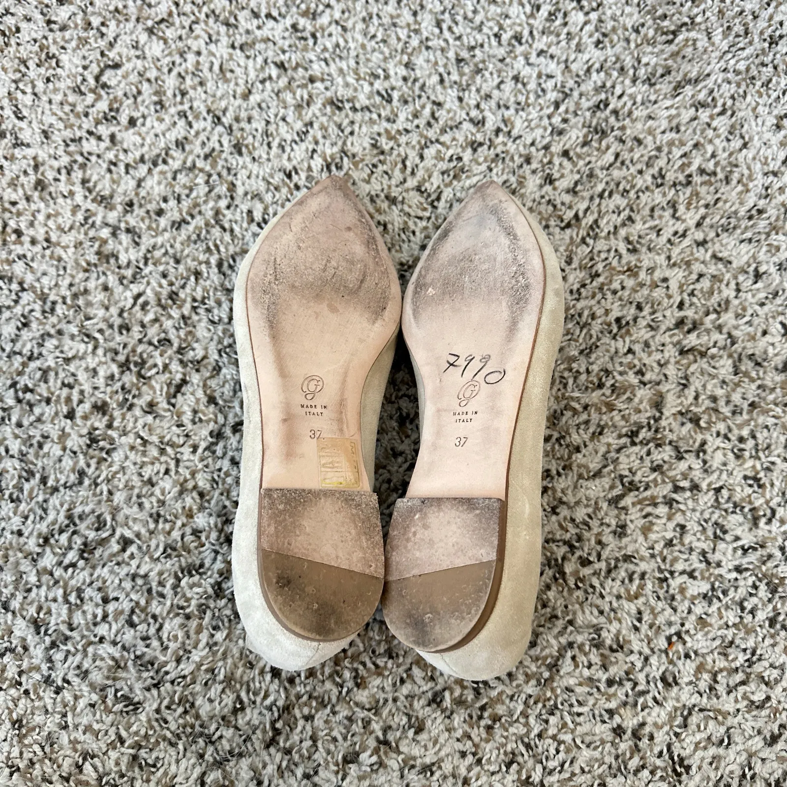 M. GEMI The Stellato Flats Latte Tan Suede Italy Size 37 Pointed Toe Classy US 7 - Image 8