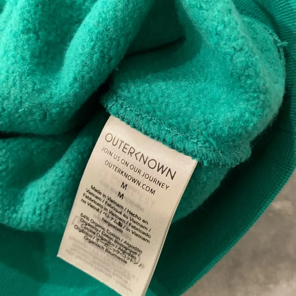 NWT Outerknown Size M Hightide Teal Green Terry Knit Pullover Hoodie Sweatshirt Size M - Image 11