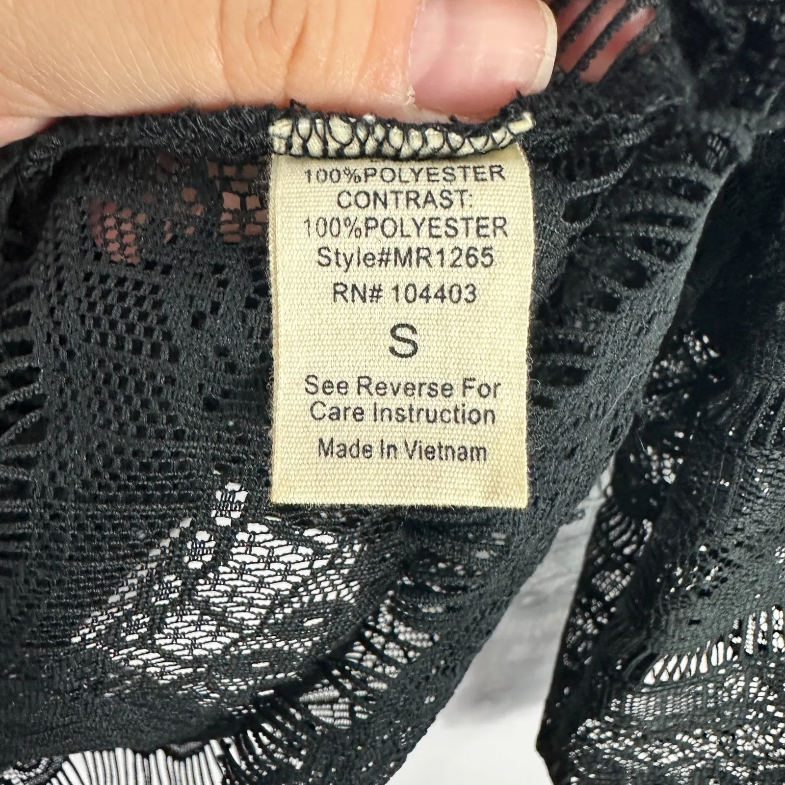 Sweet Journey Black Lace Top Womens Small Sheer Boho Gothic Witchy Romantic - Image 3