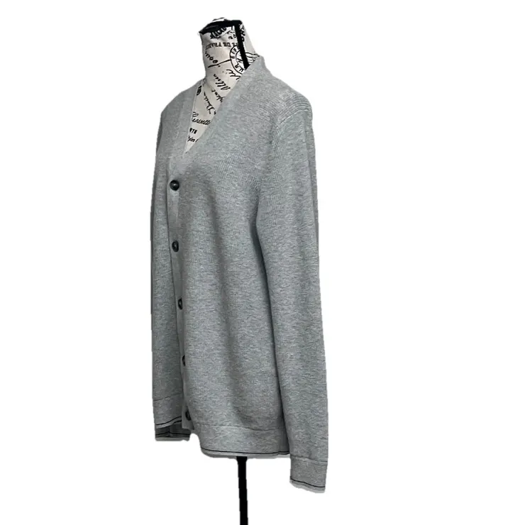 Banana Republic Gray Knit Longline Cardigan Sweater L | Preppy Old Money Capsule - Image 3