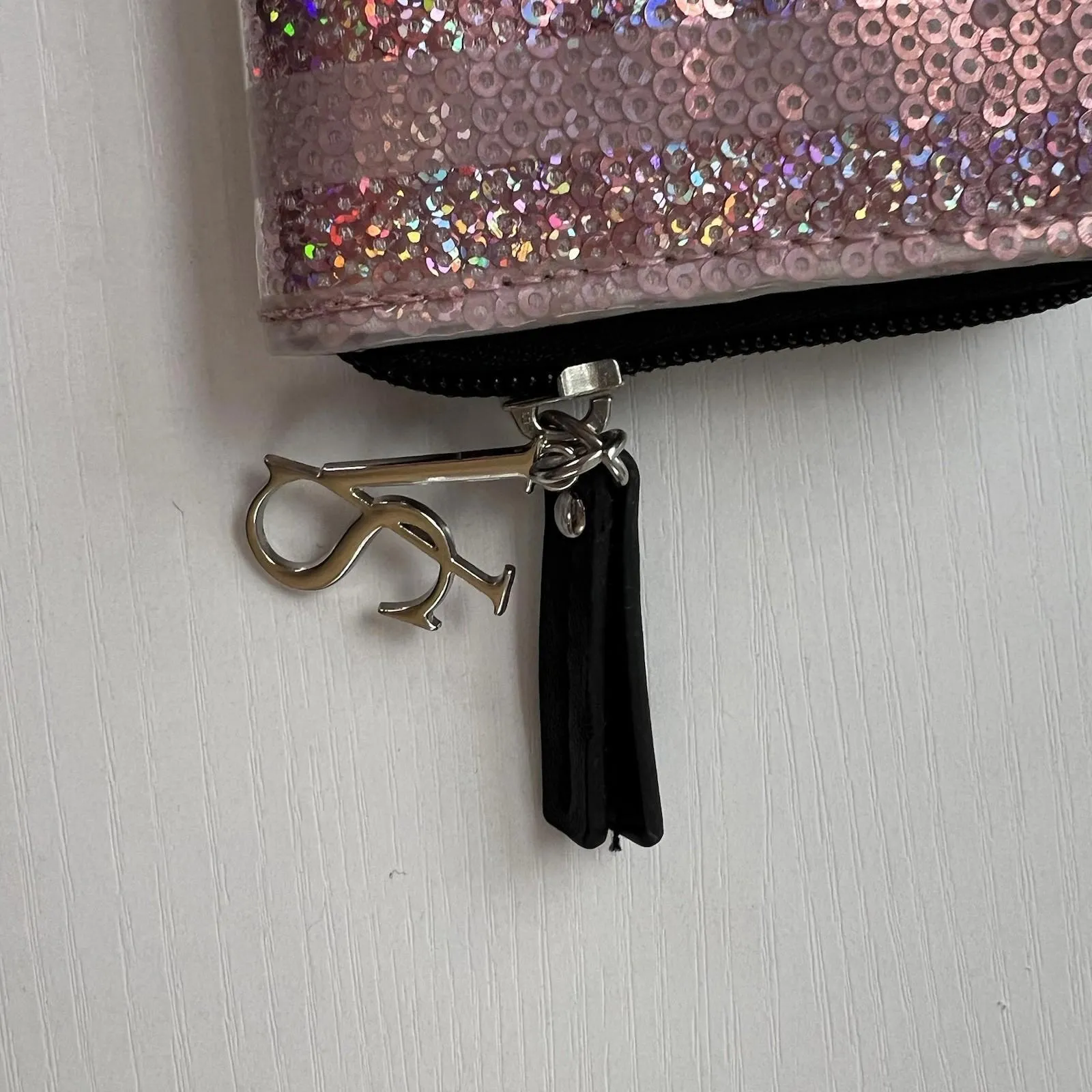 Y2K Victoria's Secret Pink Sequin Stripe Wallet Phone Case pink glitter cute - Image 2