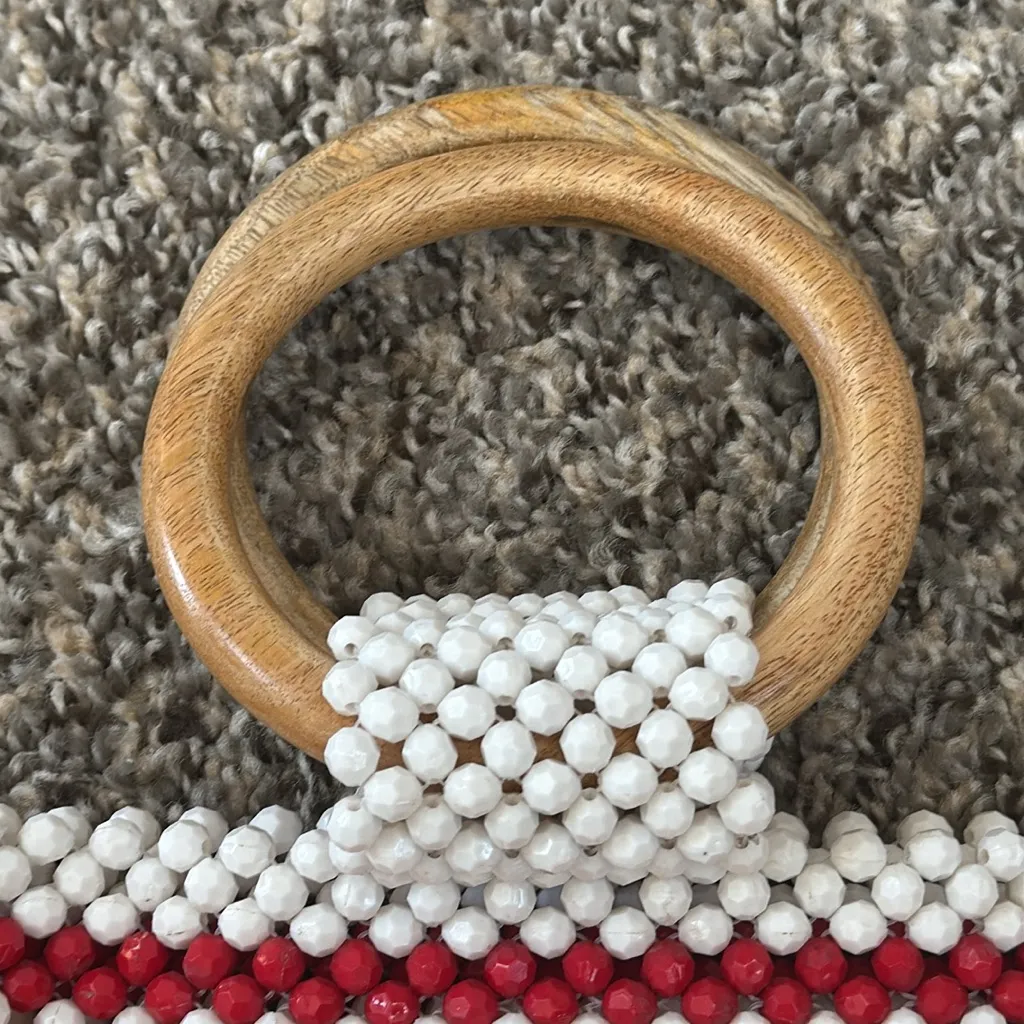 Lulu NYC Aiby Beaded Mini Tote Handbag Red - Image 2