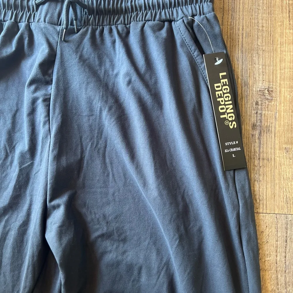 Leggings Depot Women's Charcoal Grey Pull-On Pants Joggers Size Large NWT - Image 2