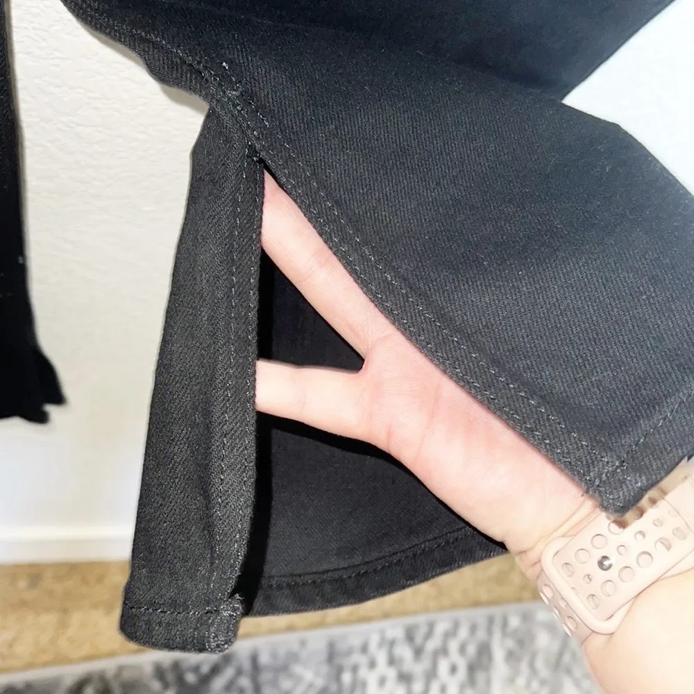 Old Navy Black Slit Hem Extra High Rise Kicker Boot Cut Button Fly Jeans NEW - Image 4