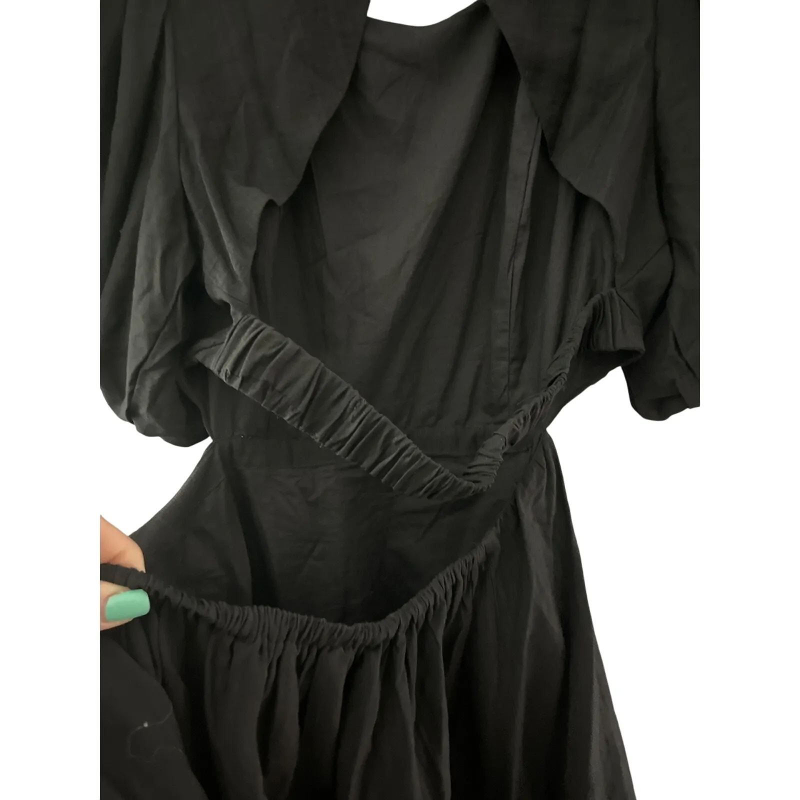 Moon River ‎ Black Bubble Sleeve Back Cutout Mini Dress Size Large - Image 6