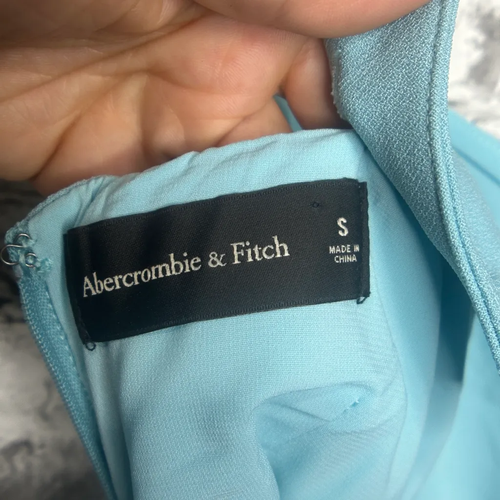 EUC Abercrombie & Fitch Wide Strap Slim Midi Blue Dress Size Small - Image 13