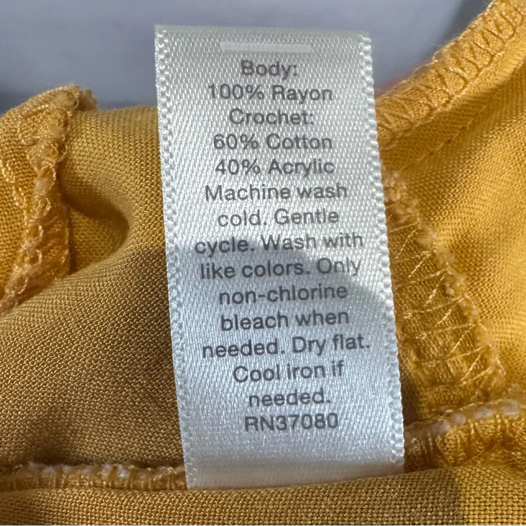 Cato mustard yellow long slit sleeve crocheted boho dress with pockets size XL - Image 7