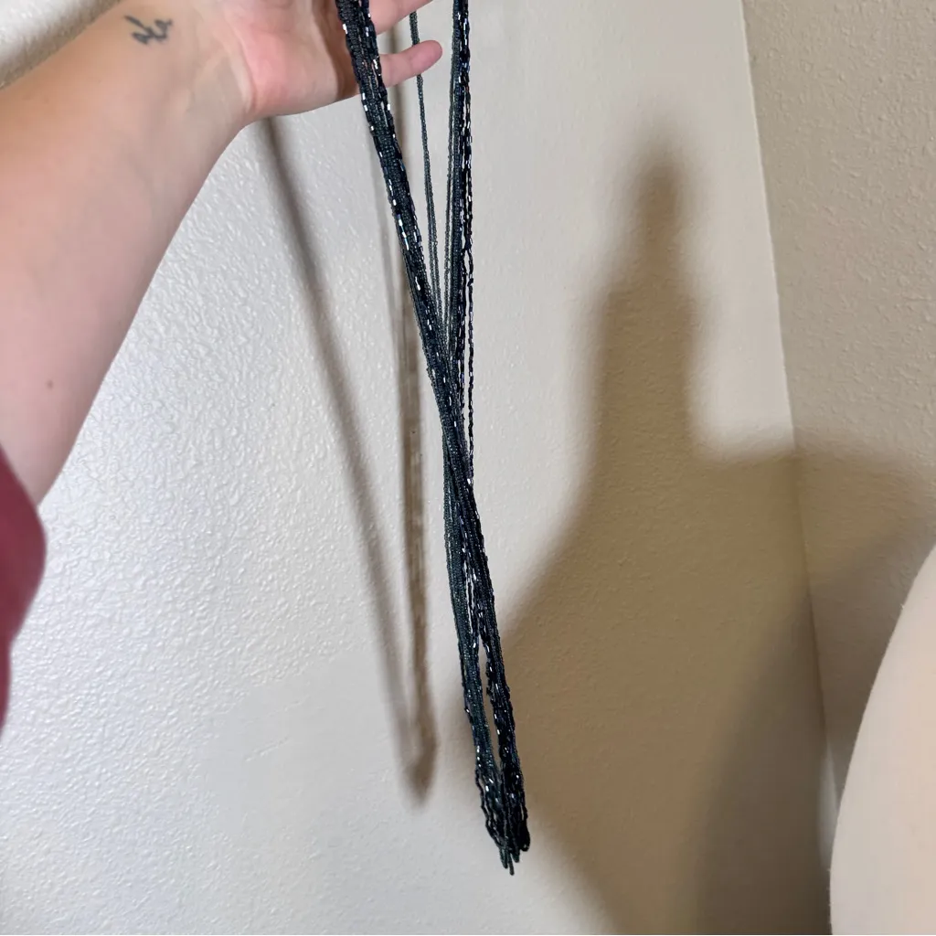 Vintage Blue Grey Sea Bead Multi Strand Necklace Womens Jewelry Boho Gray - Image 2