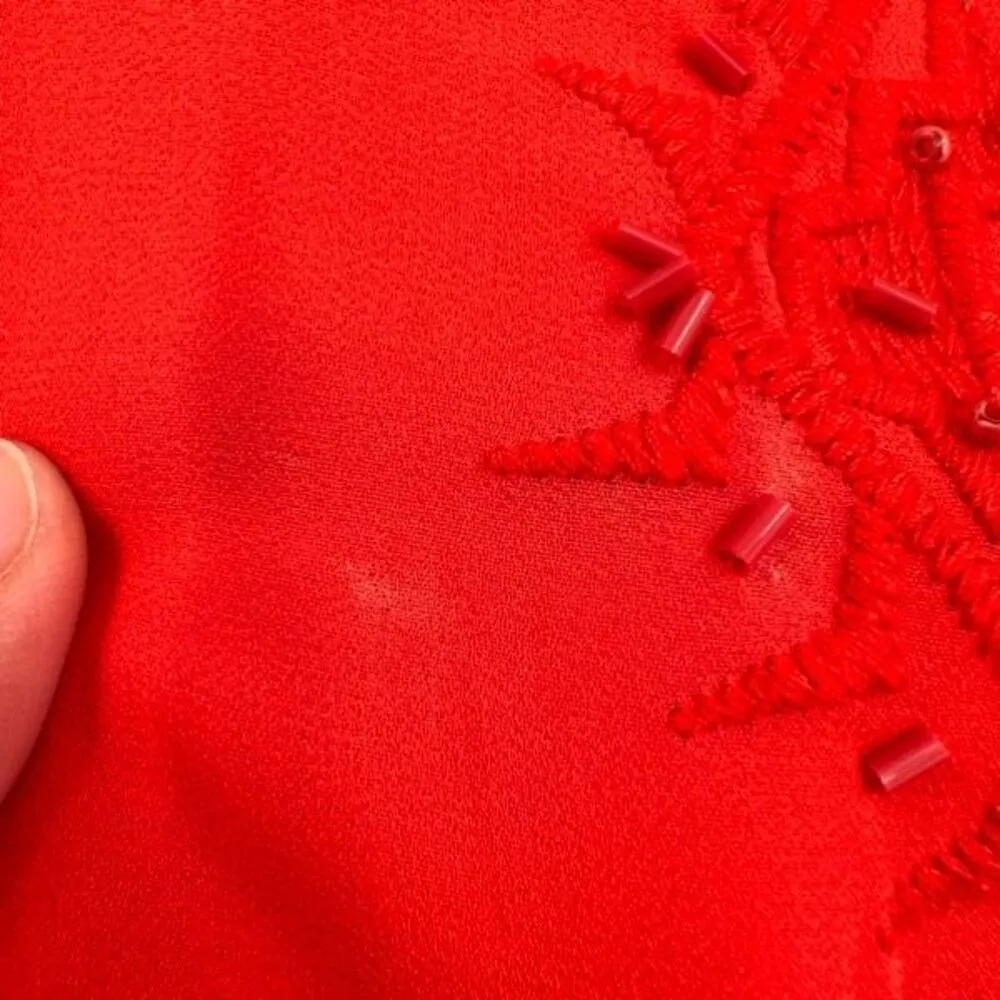 Lane Bryant‎ Orange v neck LS  embroidered tassel tie blouse size 26/28 3XL - Image 4