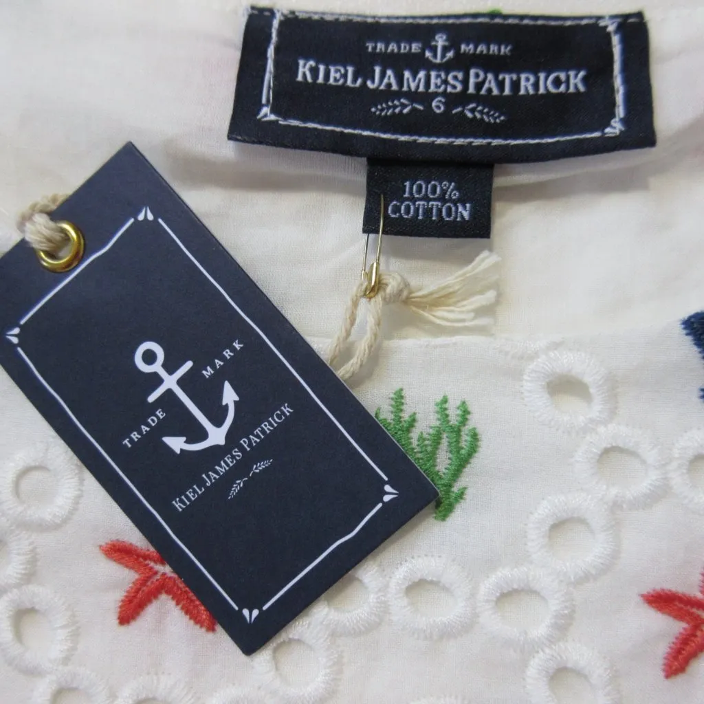 NWT Kiel James Patrick KJP Deep Sea Shift in White Embroidered Eyelet Dress 6 - Image 6