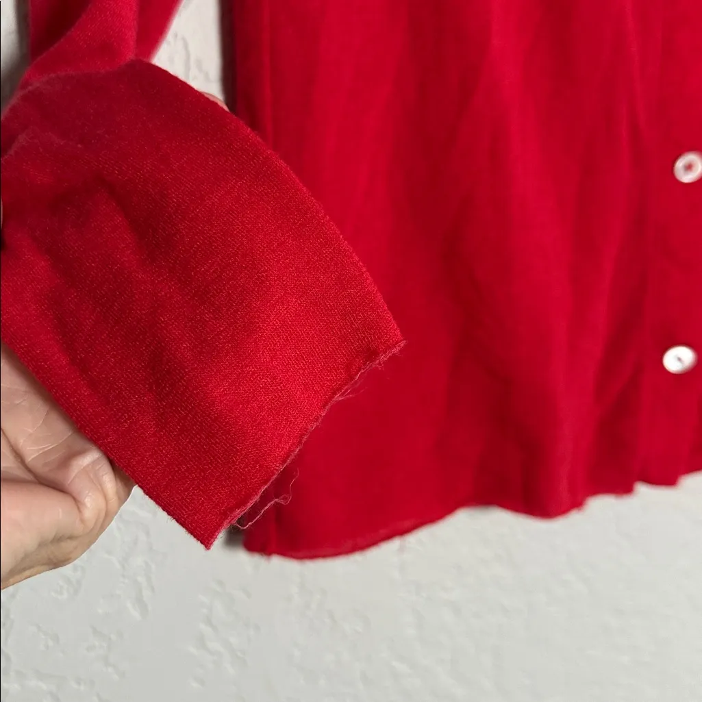 Madewell Wool Blend Crew Neck Cardigan Cherry Red Small Preppy Twee Lightweight - Image 4