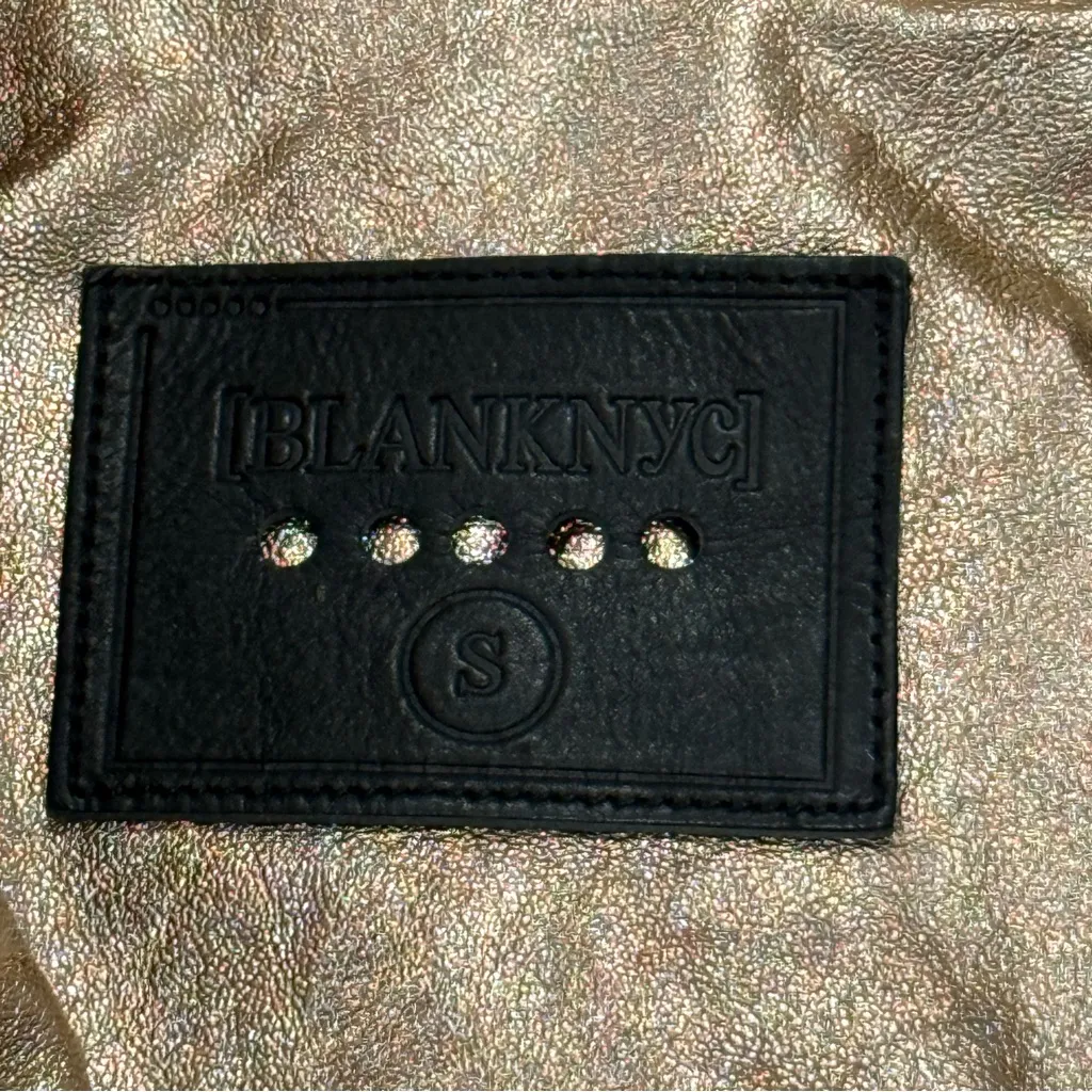 Blank NYC Faux Leather Moto Jacket Metallic Rose Gold Small Zippers Revolve - Image 9