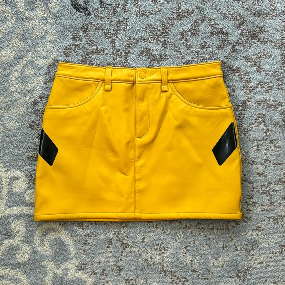 Under Armour UAS Rain Faux Leather Tennis Skirt Mustard Yellow 2 - Image 4