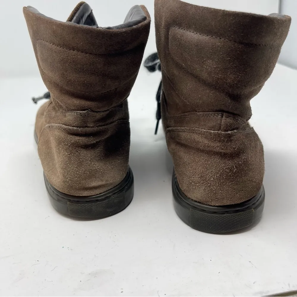 Brunello Cucinelli Chocolate Brown Suede Beaded-Toe High-Top Sneaker 37.5 6.5 - Image 4