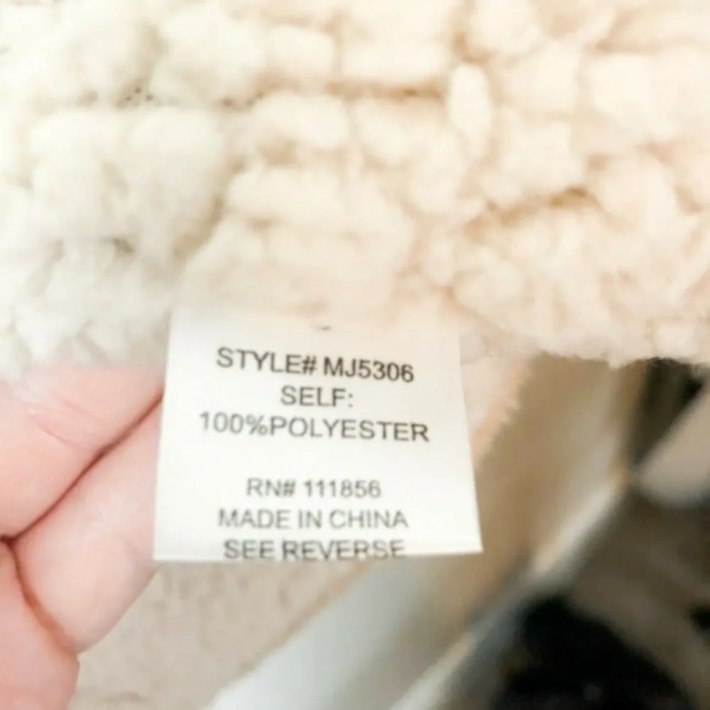 Faux Suede Sherpa Lined Sleeveless Cardigan Vest Size S - Image 7