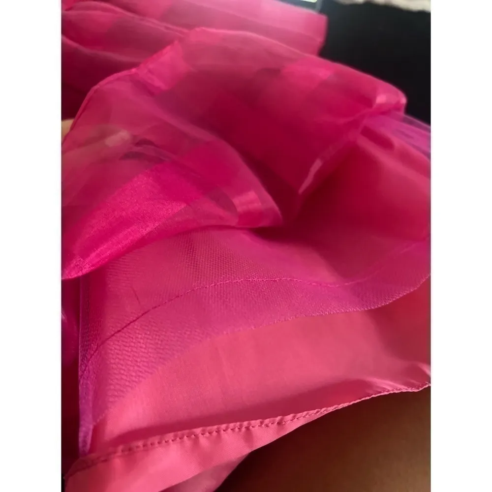 Vintage Pink Off Shoulder Tiered Ruffle Organza Cocktail Party Dress Size Small - Image 10