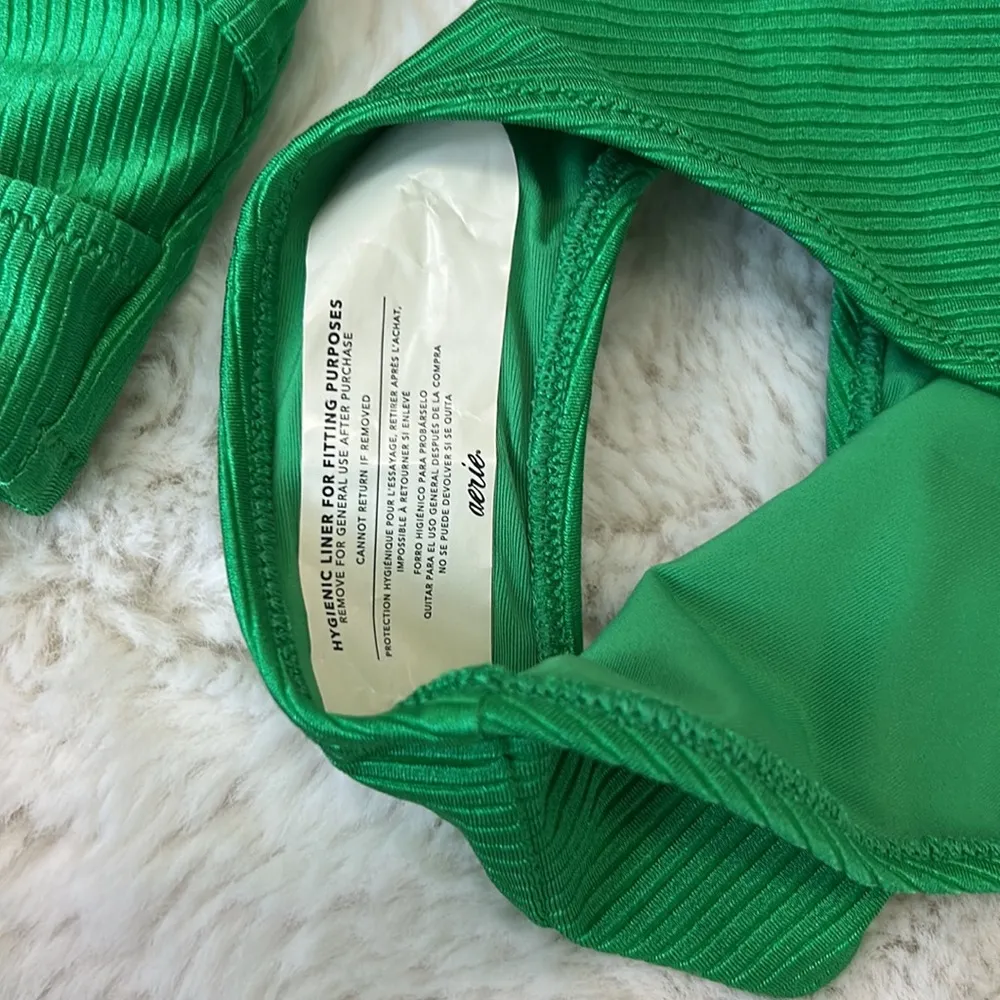 Aerie Shine Rib Bikini Green - Image 11