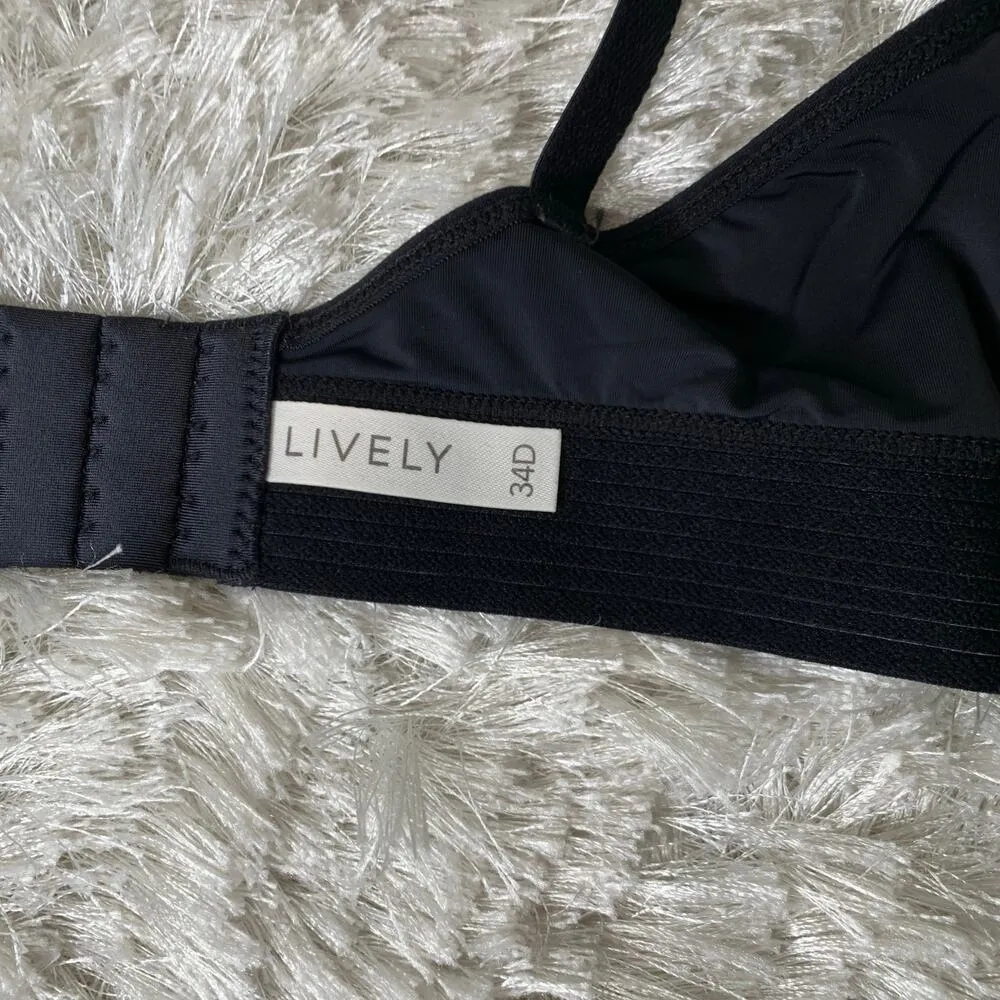 Lively Black Spacer Bra Sz 34D Nylon lightly lined Cup X Back Adjustable - Image 6