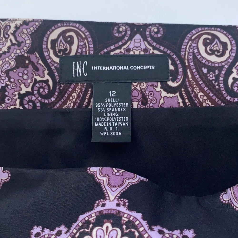 NWT INC International Concepts garden paisley print mini pencil skirt, size 12 - Image 3