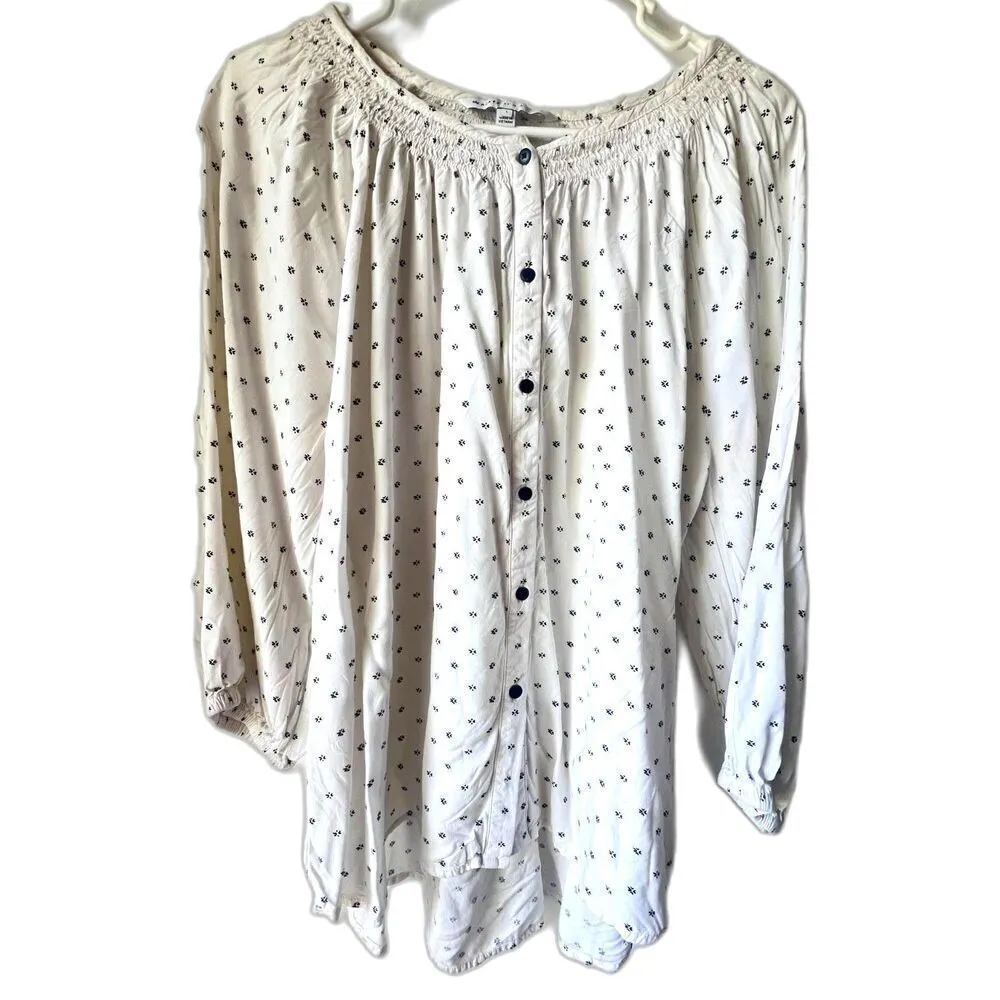The nines by hatch women boho blouse ivory shabby chic large maternity size L. Black - Image 2