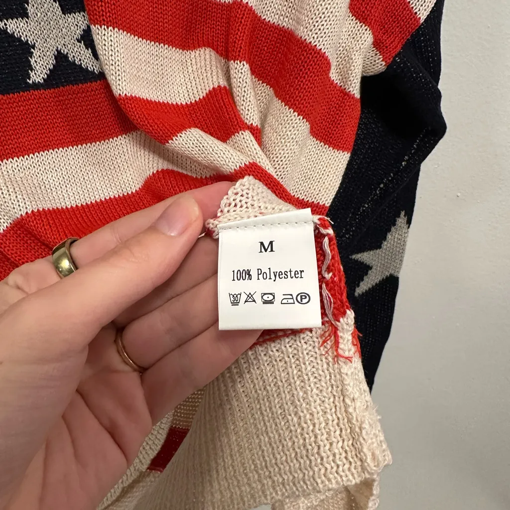 USA American flag Patriotic Stars and Stripes knit Sweater Size Medium - Image 7