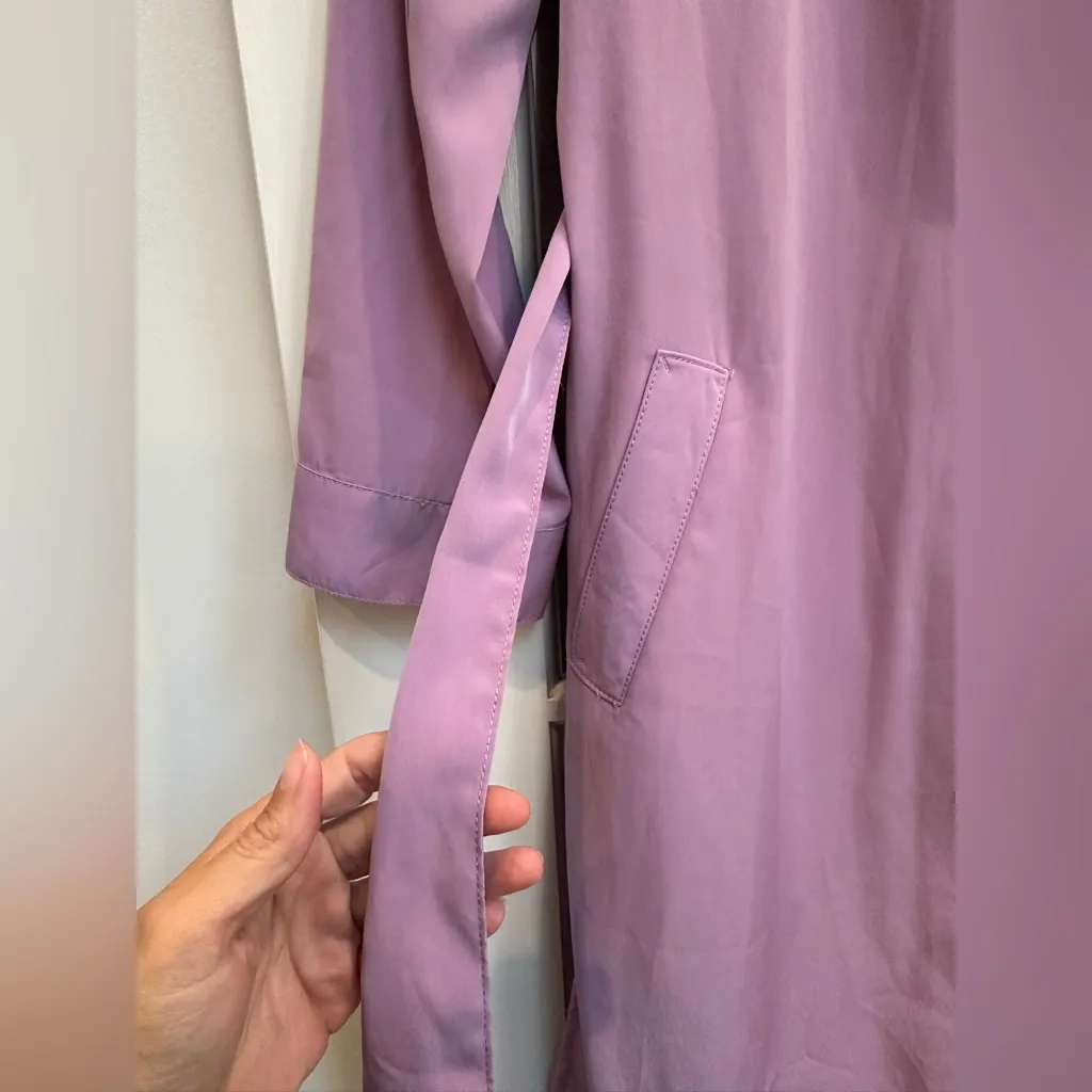 J. Crew Lavender Wrap Satin Draped Duster Coat in Pastel Lilac Purple Size XS - Image 6