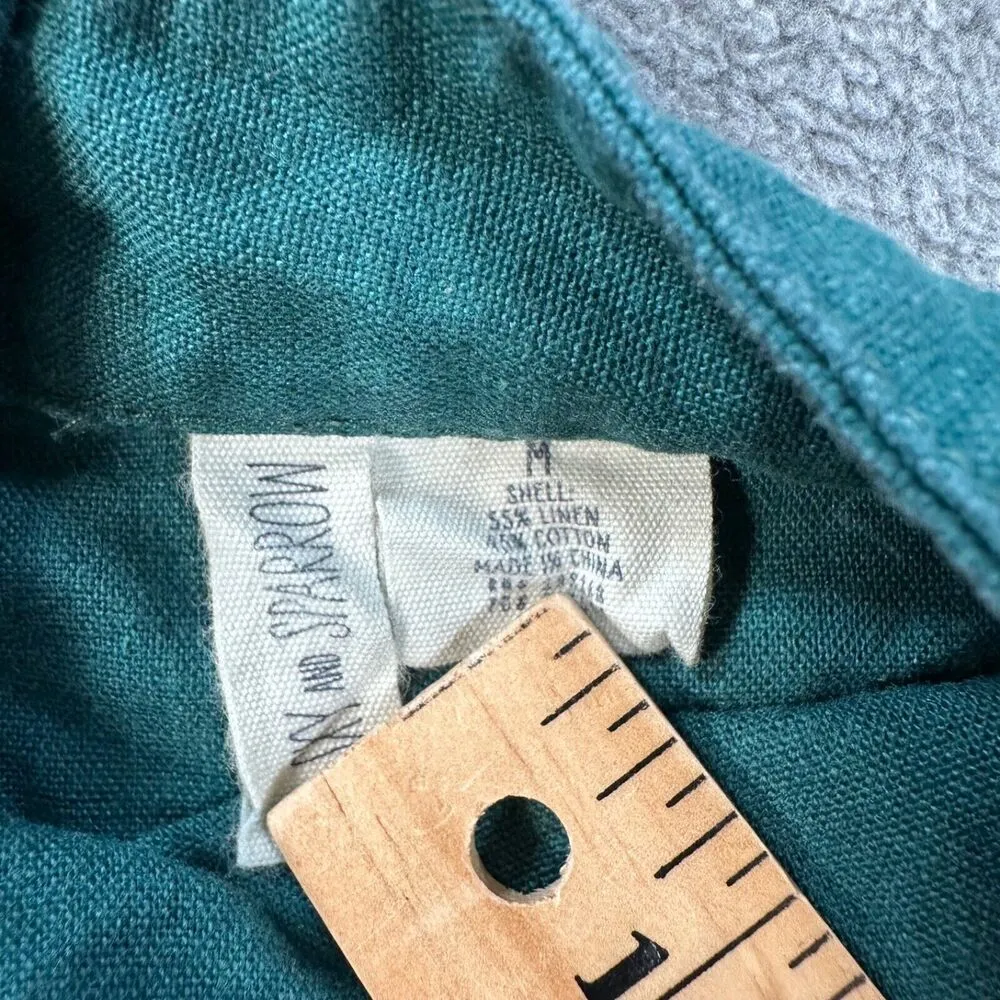 Sky and Sparrow Button Front Cropped Cami Top Women's Medium Green Linen Blend - Image 5