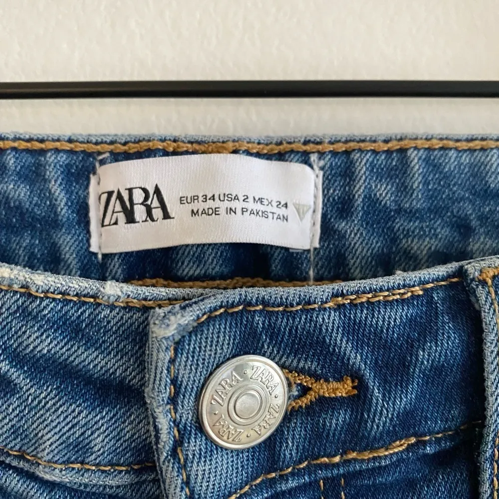 Zara High Rise Side Slit Jean 2 Blue - Image 7