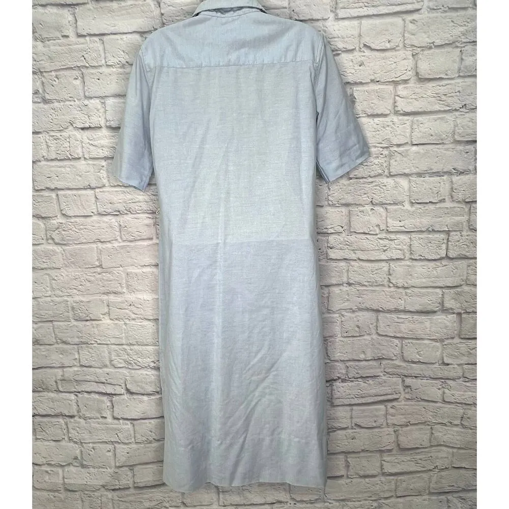 Vintage J.G. Hook Chambray Shirt Dress Size 12 M Cotton Blend Blue Button Down Size M - Image 5