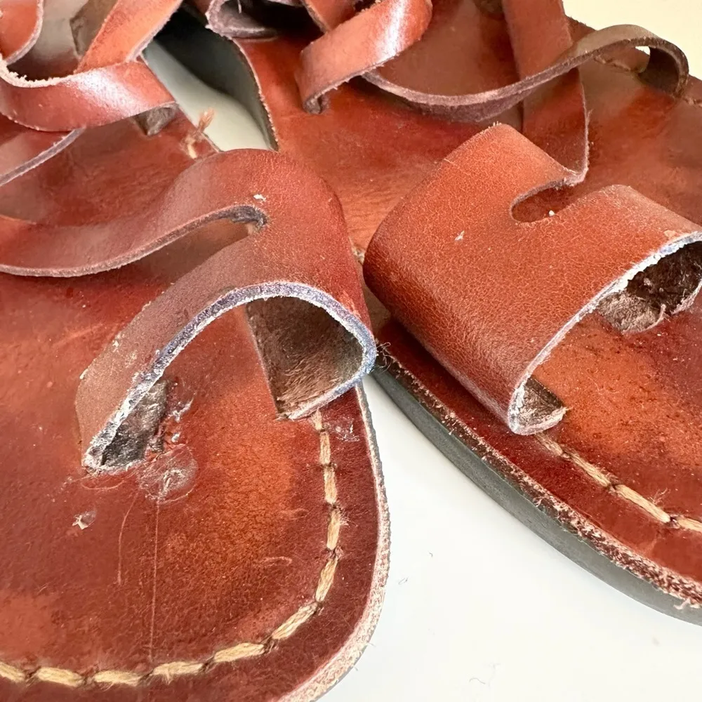 Leather Al Badawi Camel Sandals Hand Made in Jerusalem Sz 44 (10.5 - Image 3