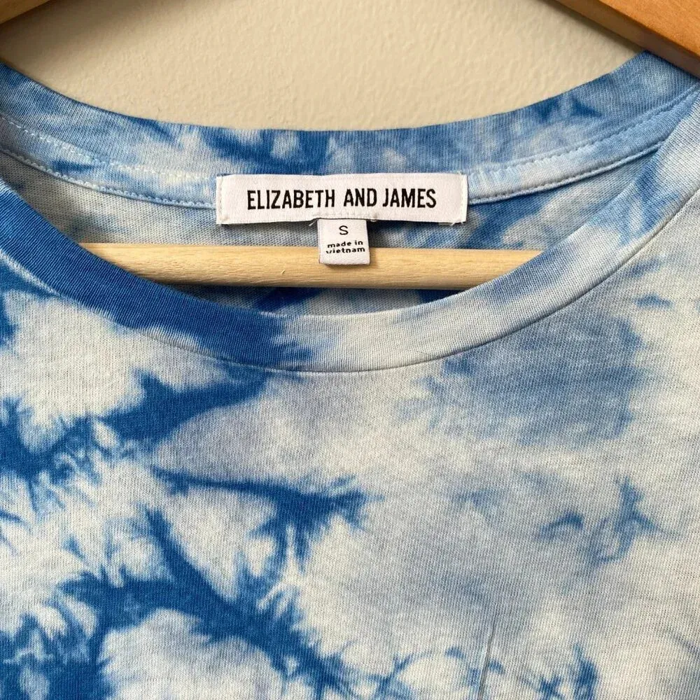Elizabeth & James Women's Small Blue Cloud Tie Dye Short Sleeve Tee Shirt Casual - Image 7