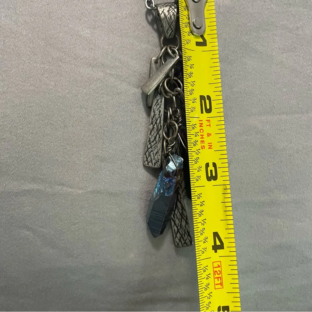 Silver and Blue Crystal Pendant Necklace - Image 5