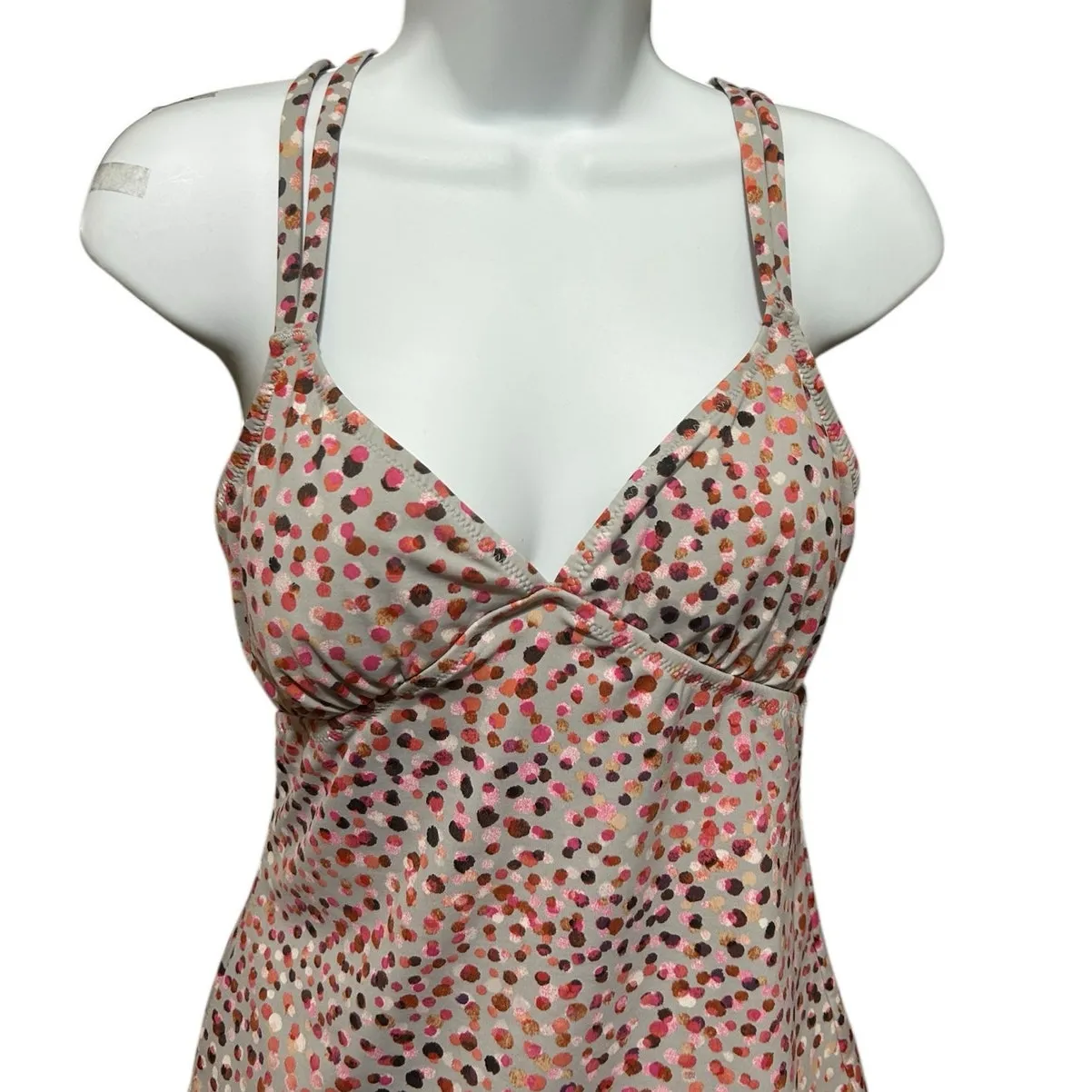Garnet Hill Women Tankini Padded Modest Swimwear‎ Top 10 Abstract Dots Resort - Image 9
