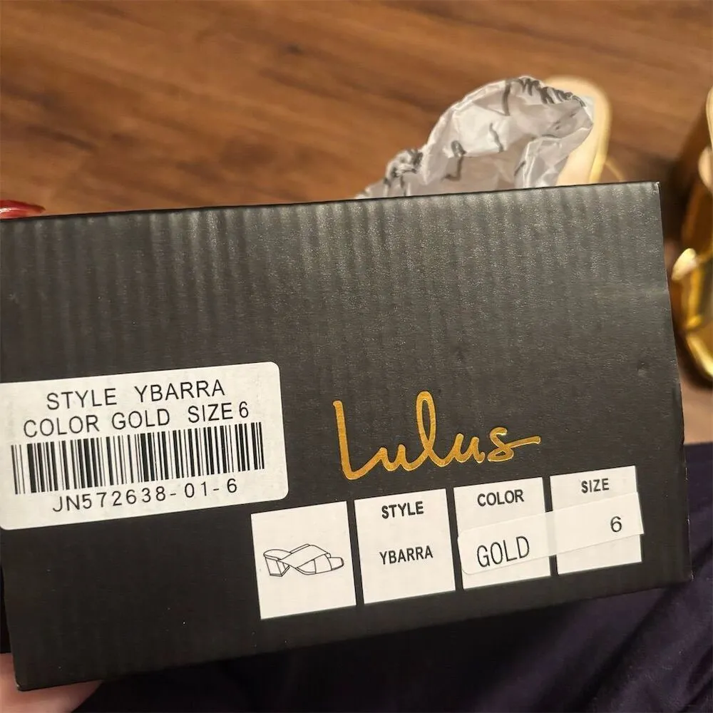 Lulus Ybarra Gold High Heel Slingback Sandals Size 6 Party Shoes - Image 11