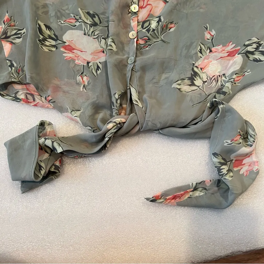 Show Me Your Mumu Floral Tie-Front Blouse - Green - Image 5