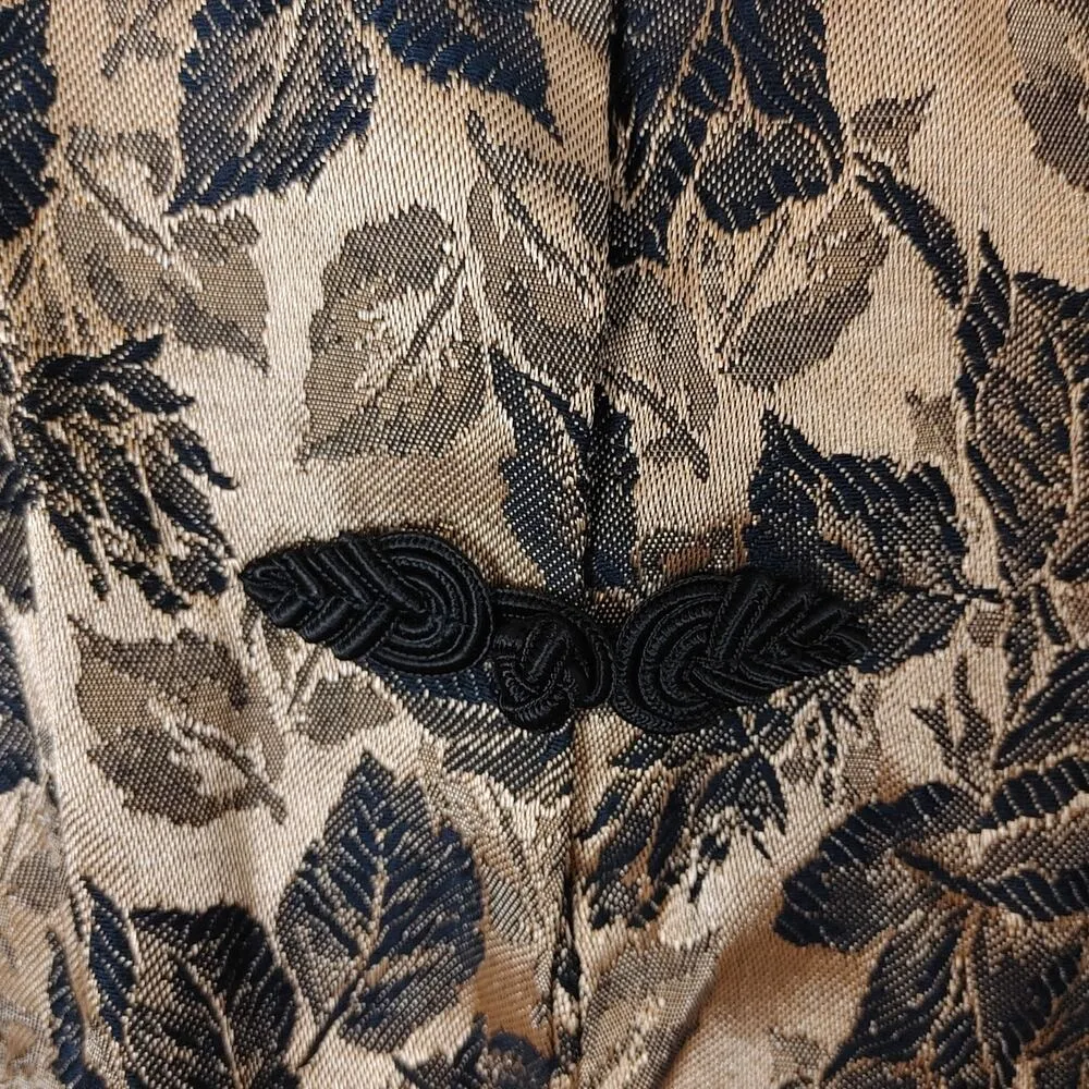 DJ & Co Vintage Bronze Black Cheongasm Style Asian Long Coat Dress Size 16 - Image 7