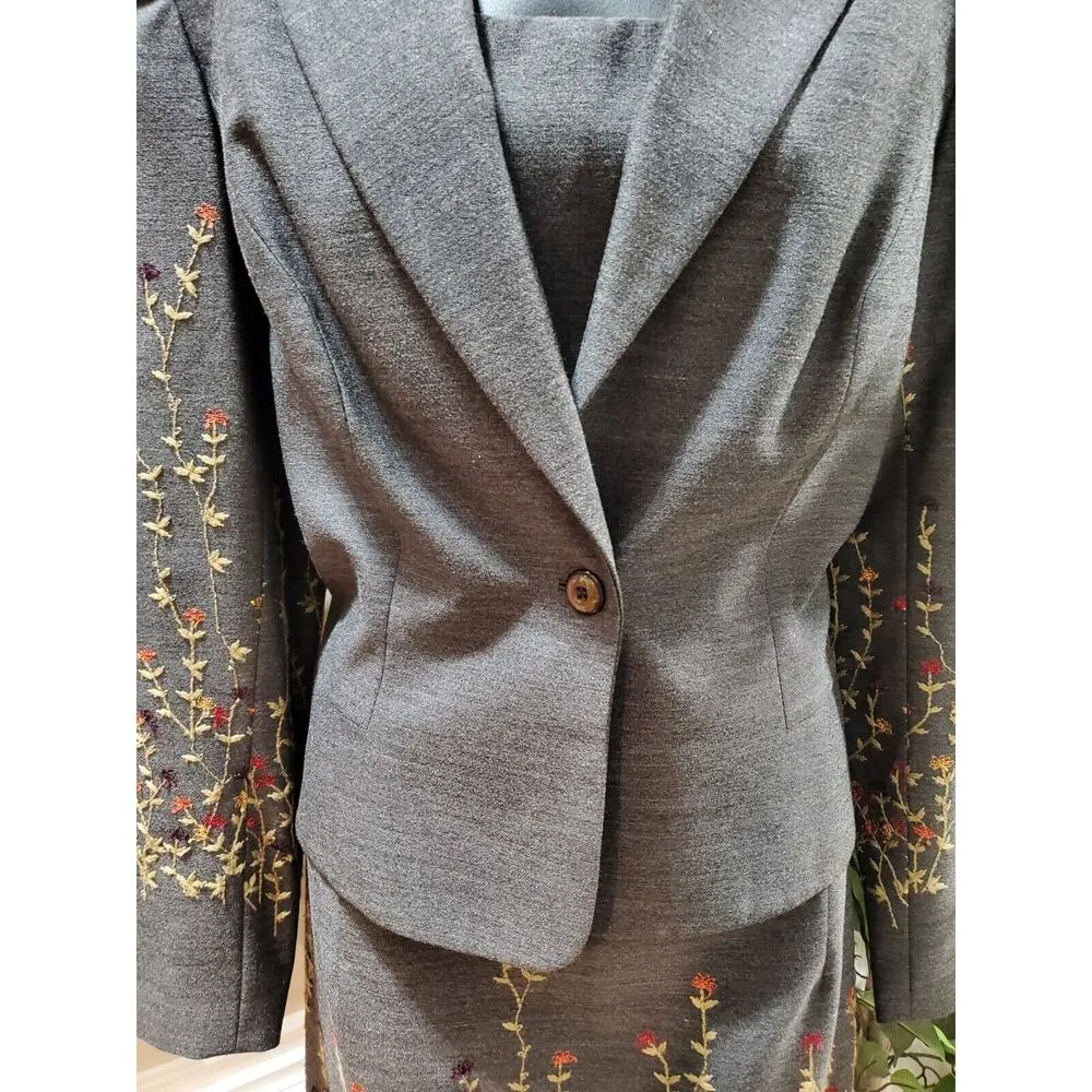 Lauren Taylors Women Gray Polyester Single Breasted Blazer & Dress 2 Pcs Suit 10 - Image 5