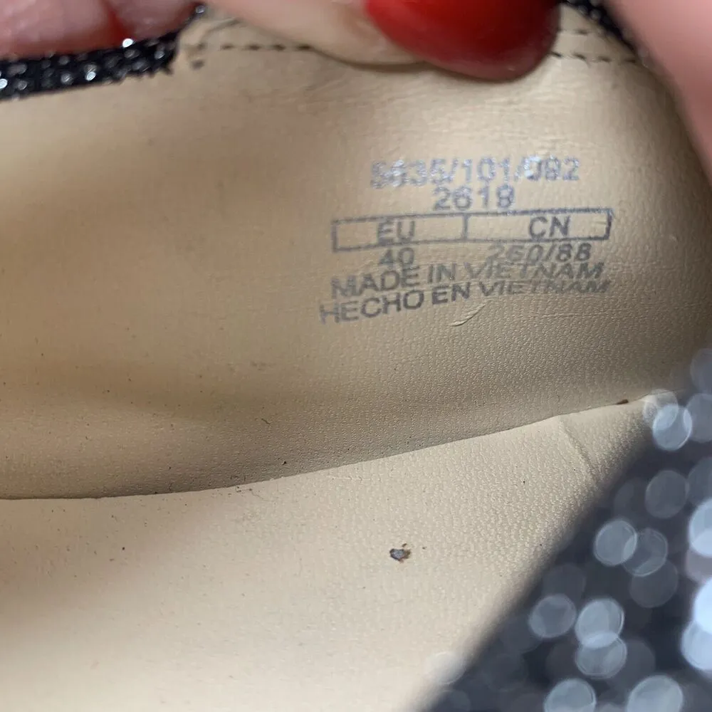 Zara Woman Size 9 Sneakers YEAH Slip On Black Metallic Platform Canvas Casual - Image 3