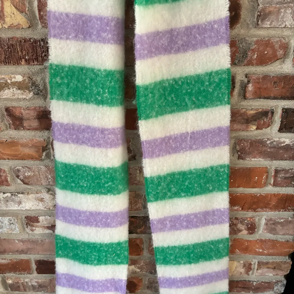 Anthropologie Maeve Cozy Fringe Scarf Green Purple - Image 3
