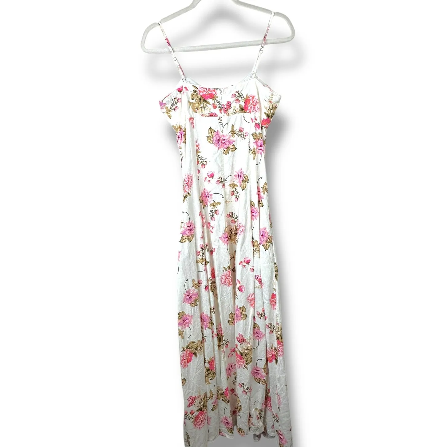 Joie Pink Floral Print Sea Scape Linen Sundress Spaghetti Strap Maxi Dress - Image 5