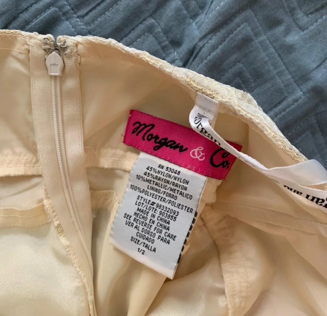 Strapless Bubble Hem Butter Yellow Lace Formal Dress Size 2 - Image 10