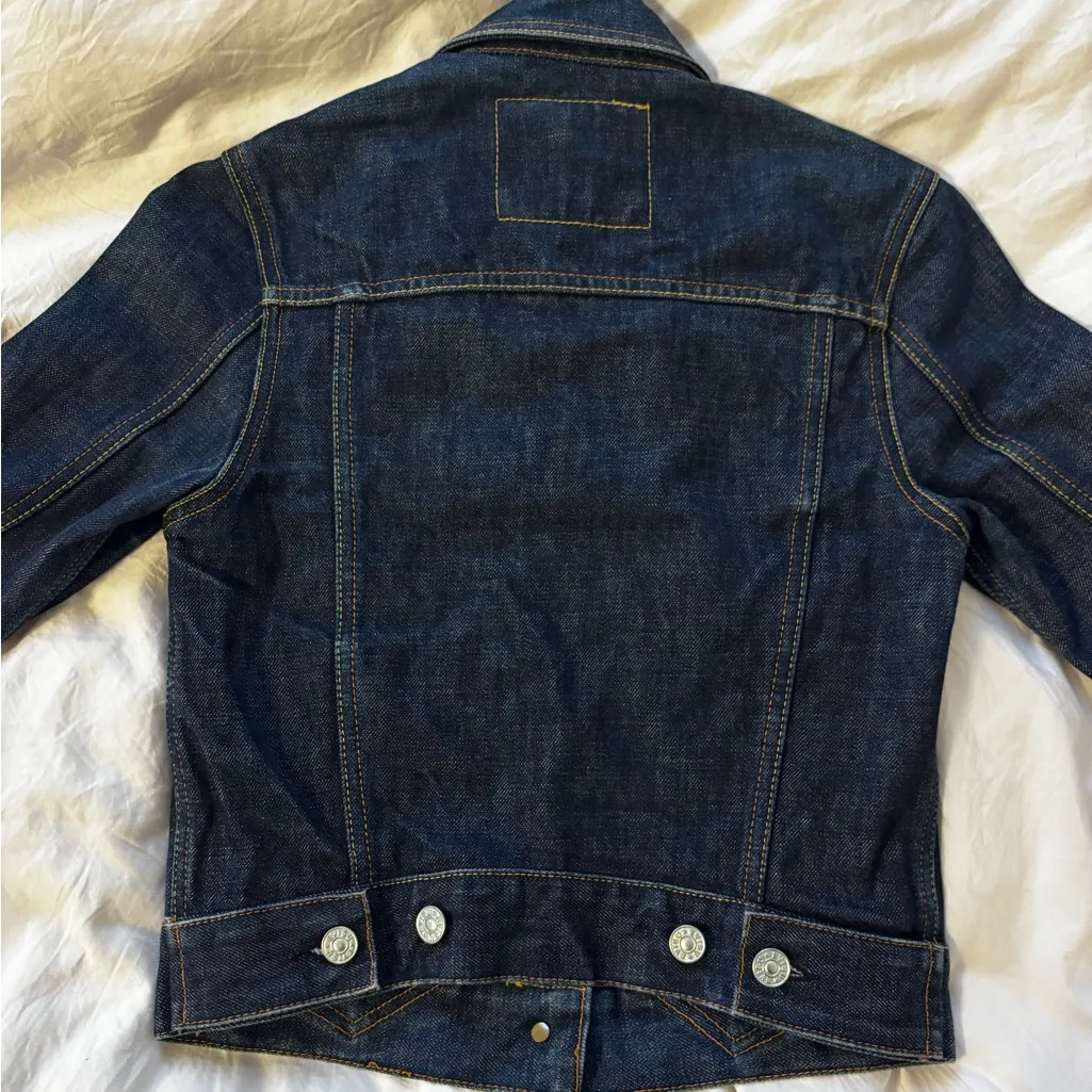 Evisu Denim Jacket with Pockets and Embroidered Accents Blue - Image 2