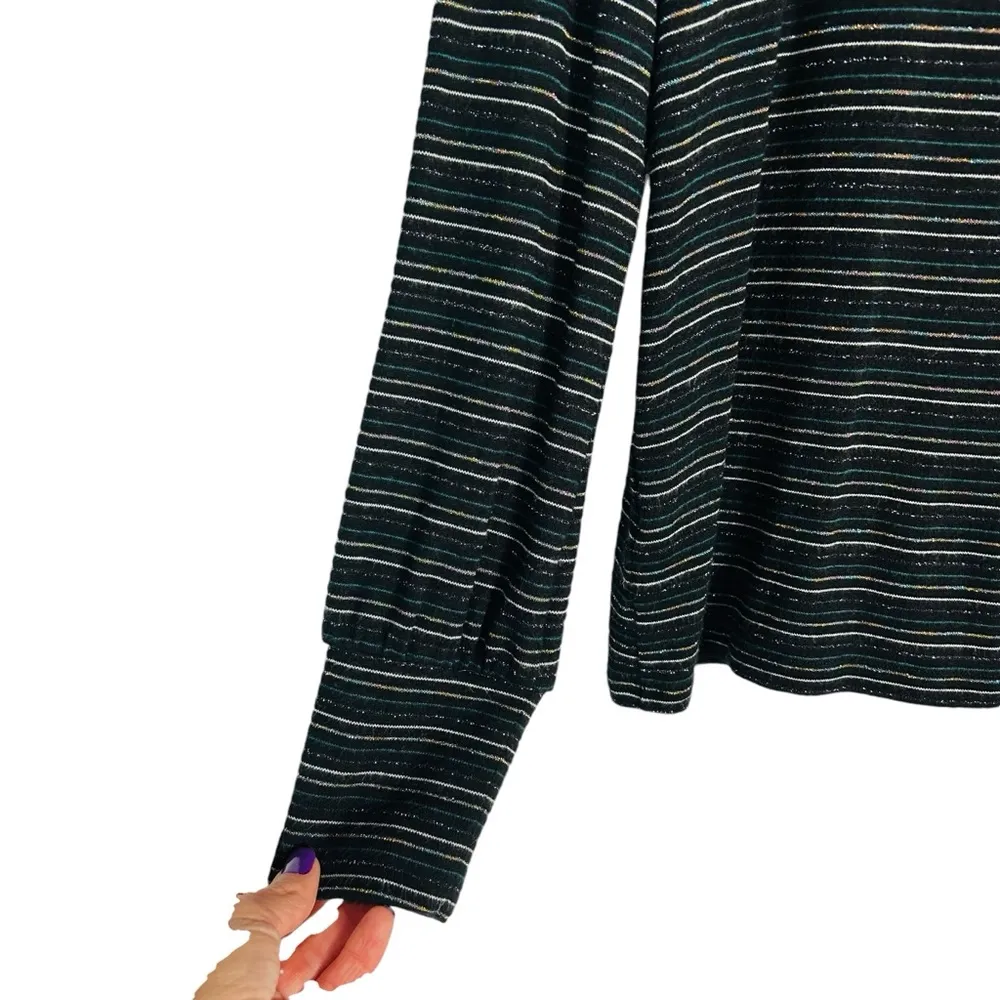 J.Crew  | Long Sleeve Turtle Neck Sparkle Striped Sweater Size Medium - Image 4