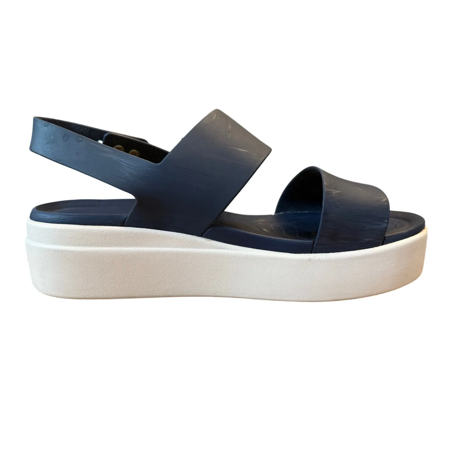 CROCS Brooklyn Low Wedge Platform Sandals Women’s Size 10 Blue Comfort 206453 - Image 3