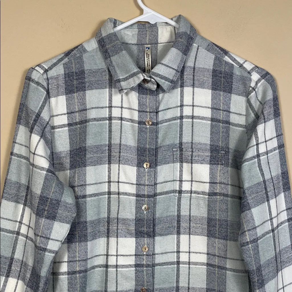 Kuhl Women’s Plaid Blue White Yellow Long Sleeve Outdoor Button-Up Shirt - Image 2
