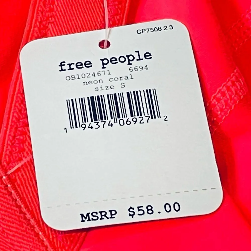 Free People Movement End Game Bra Neon Coral Pink Size Small - Image 6