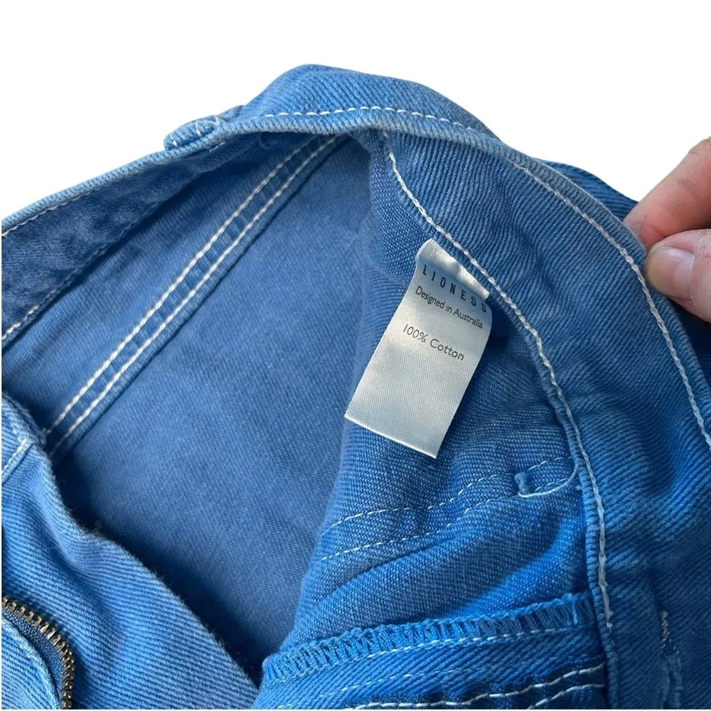 Lioness Women’s M Miami Vice Pants Blue Low Rise Wide Leg Cargo Baggy Y2K Cotton - Image 4